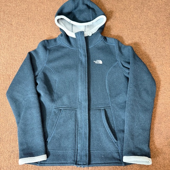 The North Face Jackets & Blazers - The North Face Crescent Hooded Fleece Jacket Womens Small Gray Full Zip Sweater